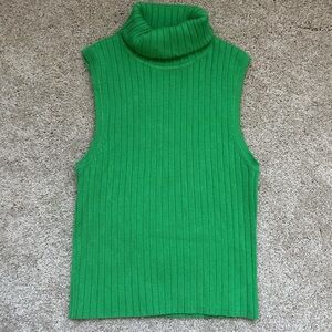 Green Sleeveless Turtleneck Sweater
